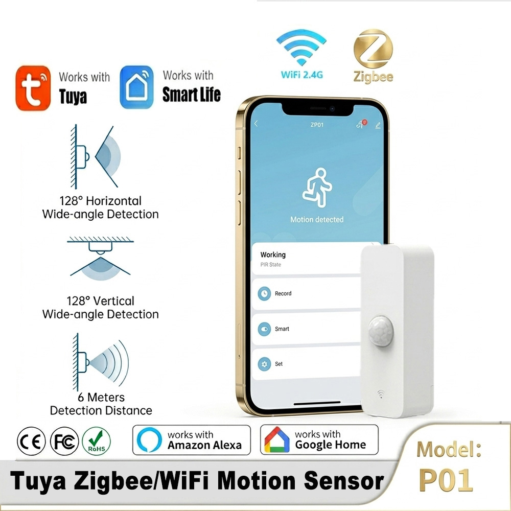 Smart Home Google Assistant - Slimme PIR-bewegingssensor WiFi Zigbee bewegingsmelder voor